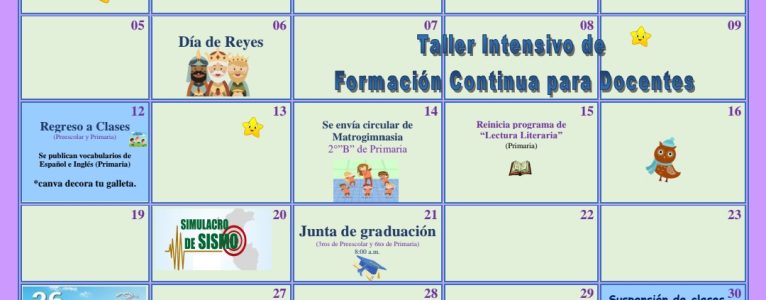 Calendario Enero 2026